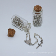 Catholic Small Glass Beads Rosaries with Cross and Glass Bottle (IO-cr394)